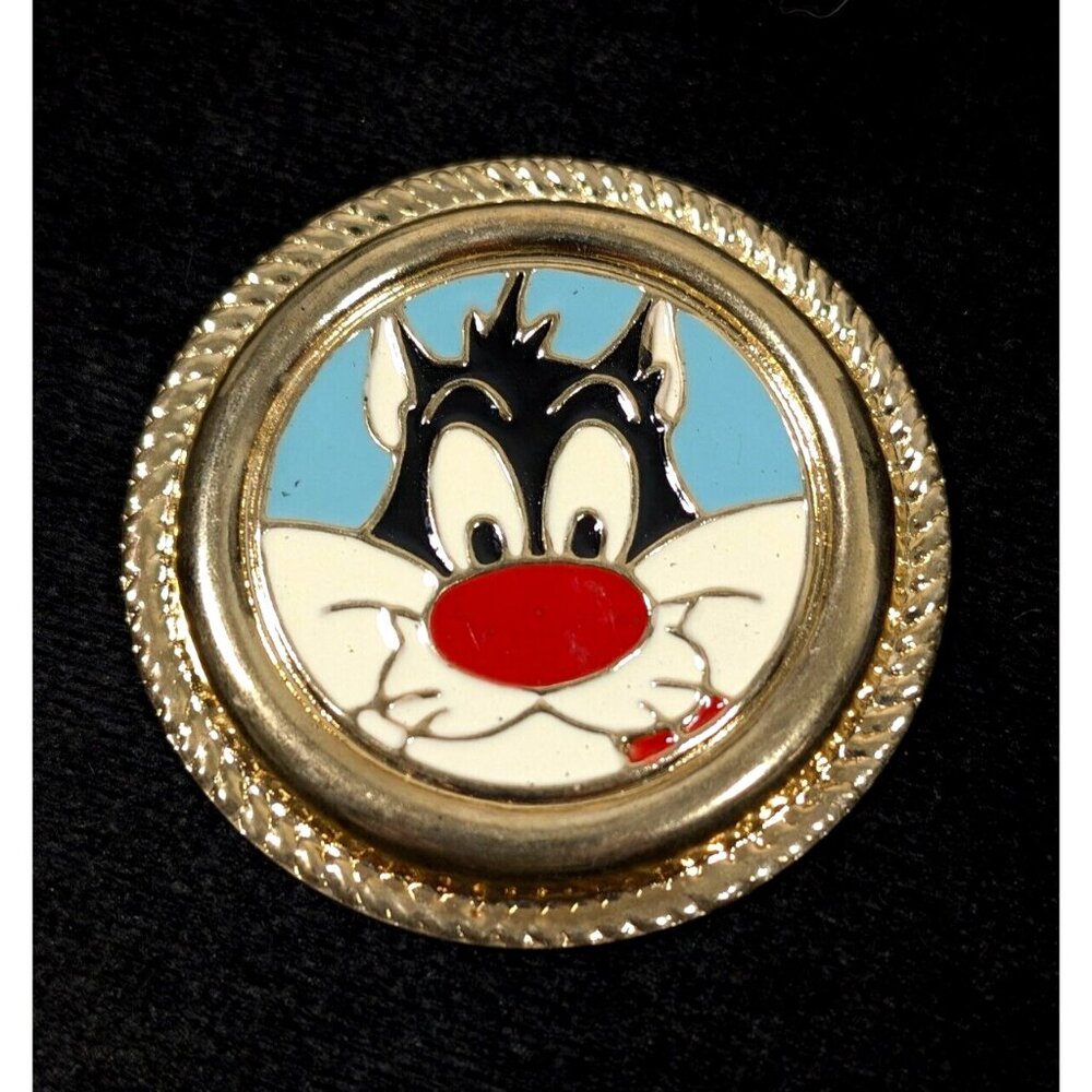 1994 Retro Sylvester The Cat Warner Brothers Round Scarf Clip